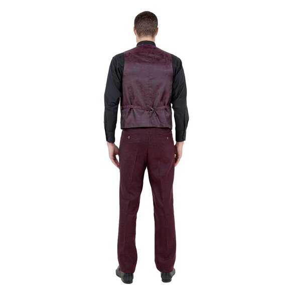 Hybrid Fit Classic Tweed Burgundy Mens Suit by Sean Alexander - Picture 2 of 7
